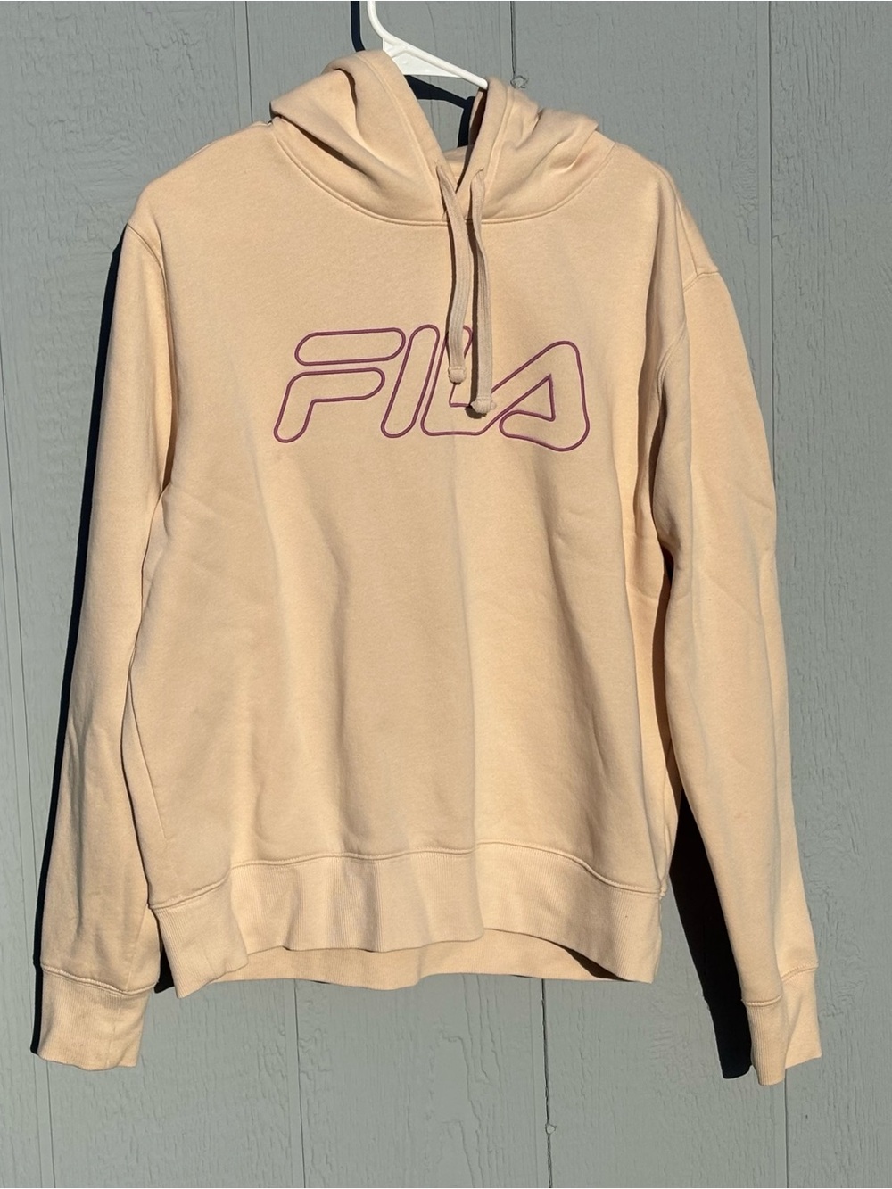 Fila Cream Color Pullover Hoodie with Pink Outline Logo